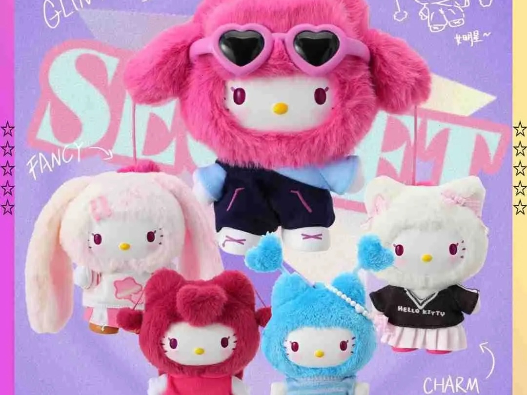 Sanrio In Stock Pop Star Blind 100 Cute Hello Kitty Plush Vinyl Doll Mystery Box Collection Bag Decoration