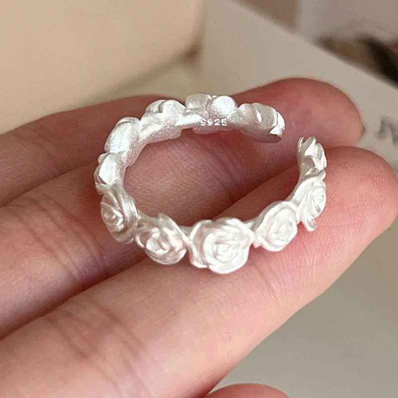 925 Sterling Silver Rings For Women Geometric Fine Jewelry Finger Adjustable Sparckling rose Shape Ring For Party Birthday Gift H260328