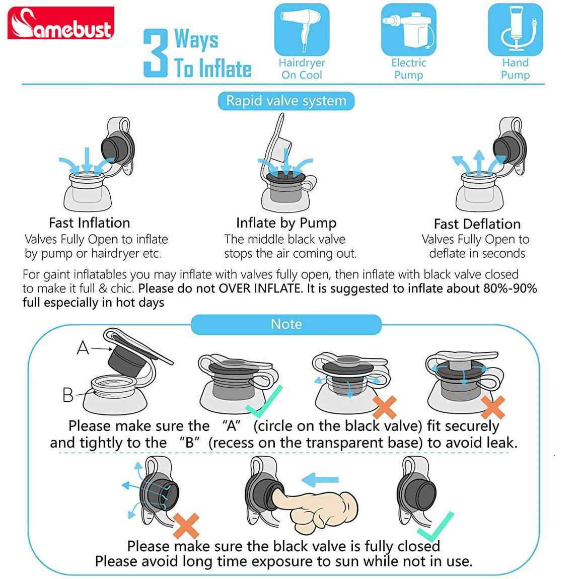 Camebust Double Valves Swim Ring Inflatable Float Tube Water Play Toys for adult kids Blue and Yellow Color 43in Z260328