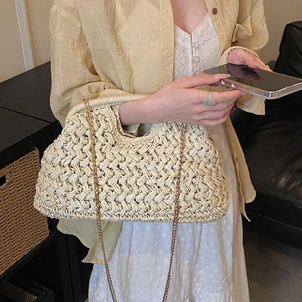 Retro Summer Straw Woven Handbags for Women Ladies Beach Crossbody Bag Rattan Bag for Vacation Eco-friendly Travel Shoulder Bags C260327