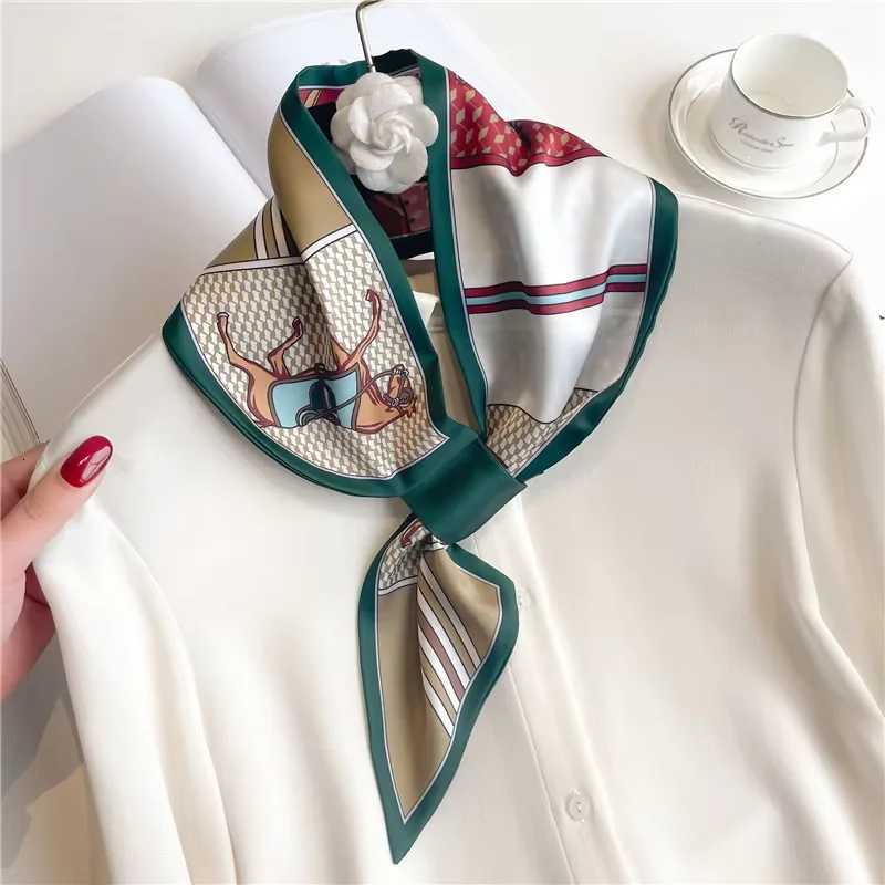Luxury Summer Wear Silk Scarf Wen Striped Print Neckerchief Wrist Towel Korean Style Tea Bag Ladies Neck Scarf Sun Protection X260328