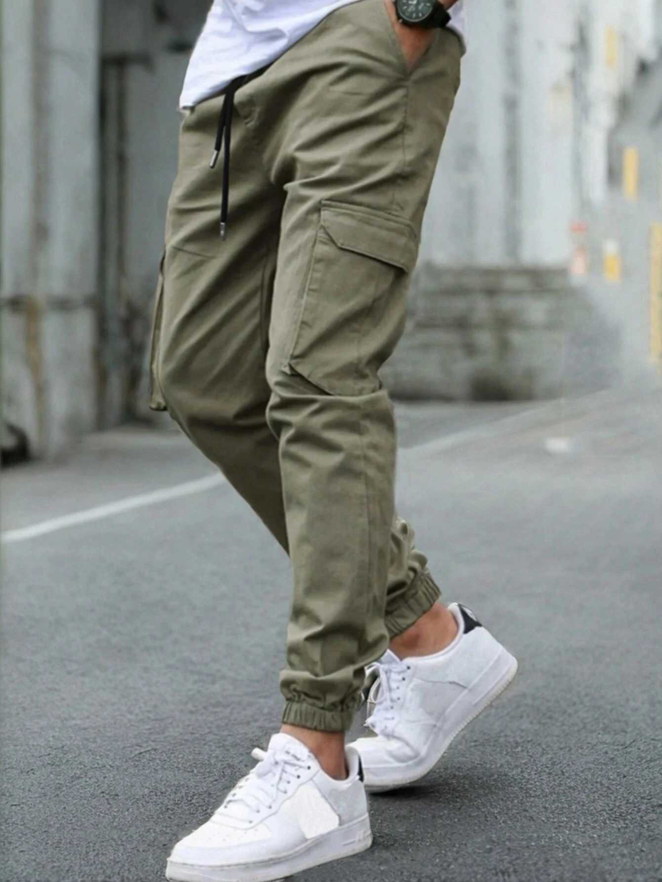 Mens High-Street Loose Straight Leg Workwear Trousers Sporty Casual Jacket Pants Streetwear Fashion Loose Fit Utility Pants M260328