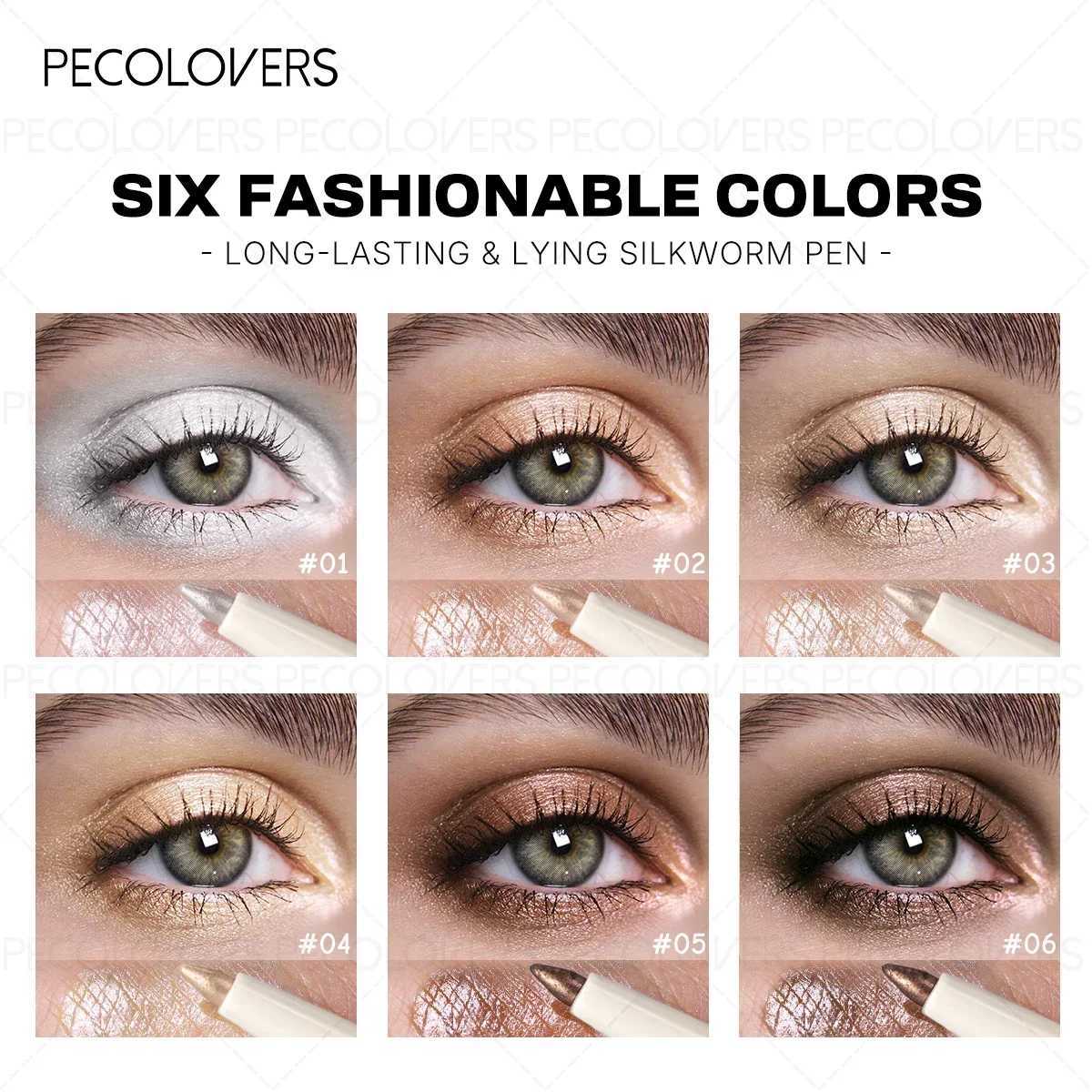 1PC 2-in-1 Multicolor Eyeshadow Highlighter Pen - Pearlescent Glitter Finish Waterproof Vivid Pigment Long-Wearing H260328