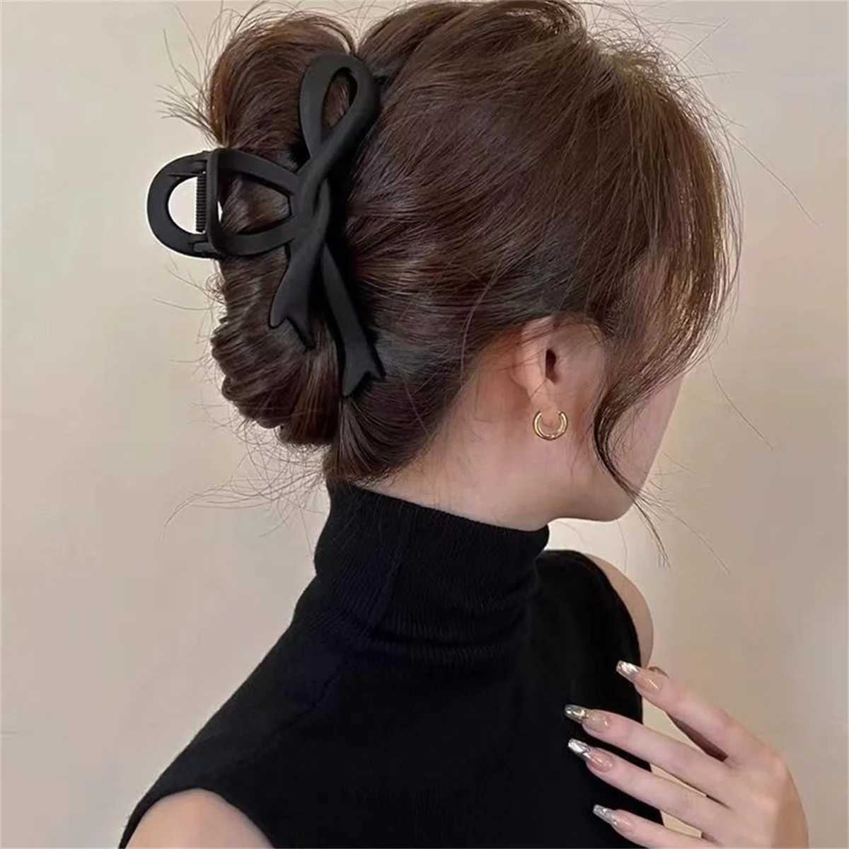 13CM Matte Hair Clips Vintage Ribbon Bow Hair Claws Crab Headwear Hairpins Shark Ponytail For Women Hair Accessories Barrettes H260328