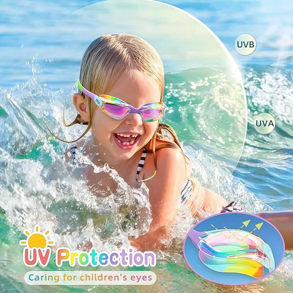 Pink Swimming Goggles for Kids Anti-Fog UV-Protective Waterproof Ages 3-15 Childrens Swimming Goggles Z260328