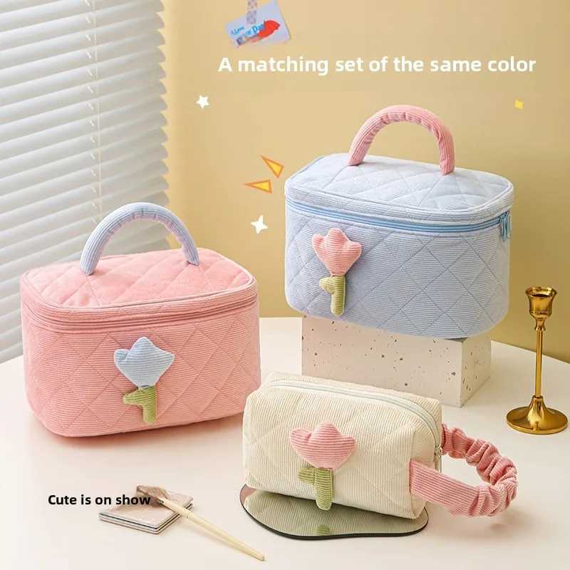 ins corduroy cosmetic bag high-end cute niche womens storage bag portable large-capacity cosmetic storage bag D260328