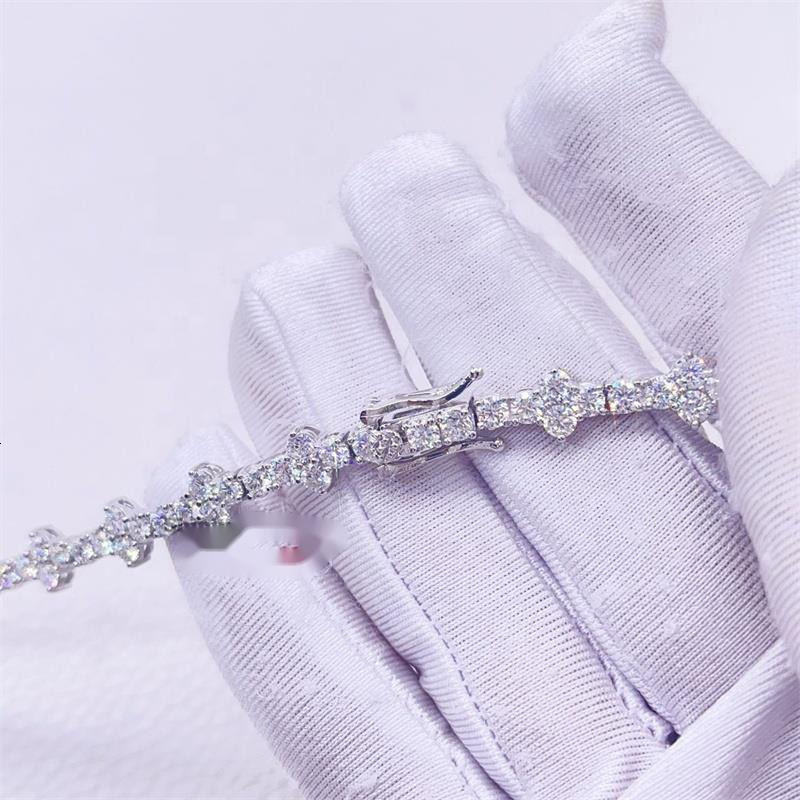 In Stock Cheapest Price Hip Hop Jewelry 925 Sterling Silver 3mm VVS Moissanites Diamond Cross Necklace Moissanite Tennis Chain