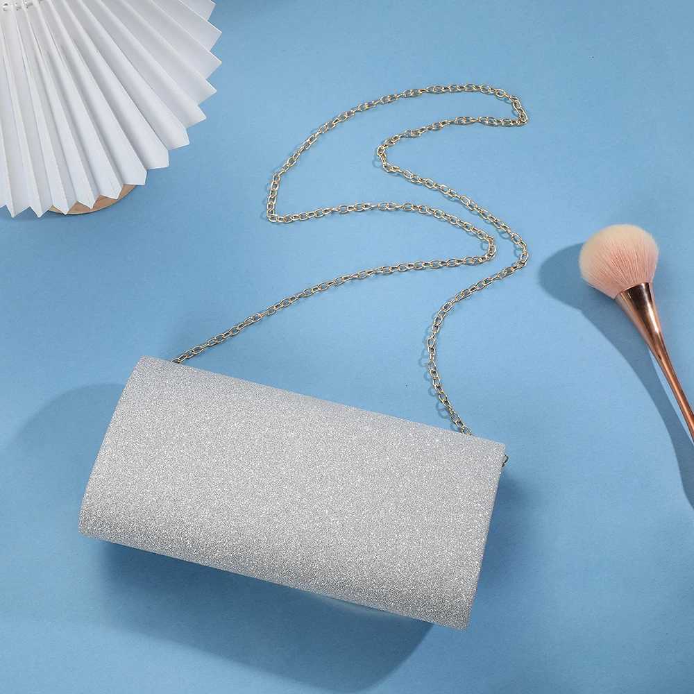 Fashionable Japanese and Korean style ladies metal-edged elegant evening bag with glitter material high-end single-shoulder cr C260327