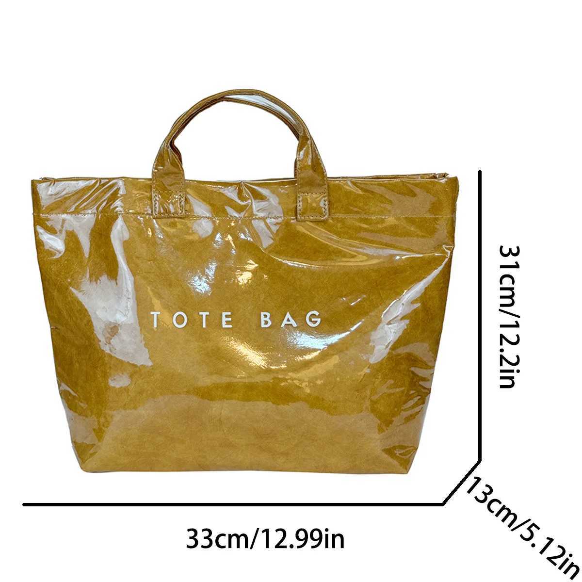 Fashion Letter Print Clear PVC Tote Bag Solid Color Lightweight Magnetic Snap PU Large Capacity for Daily Commute Shopping C260327