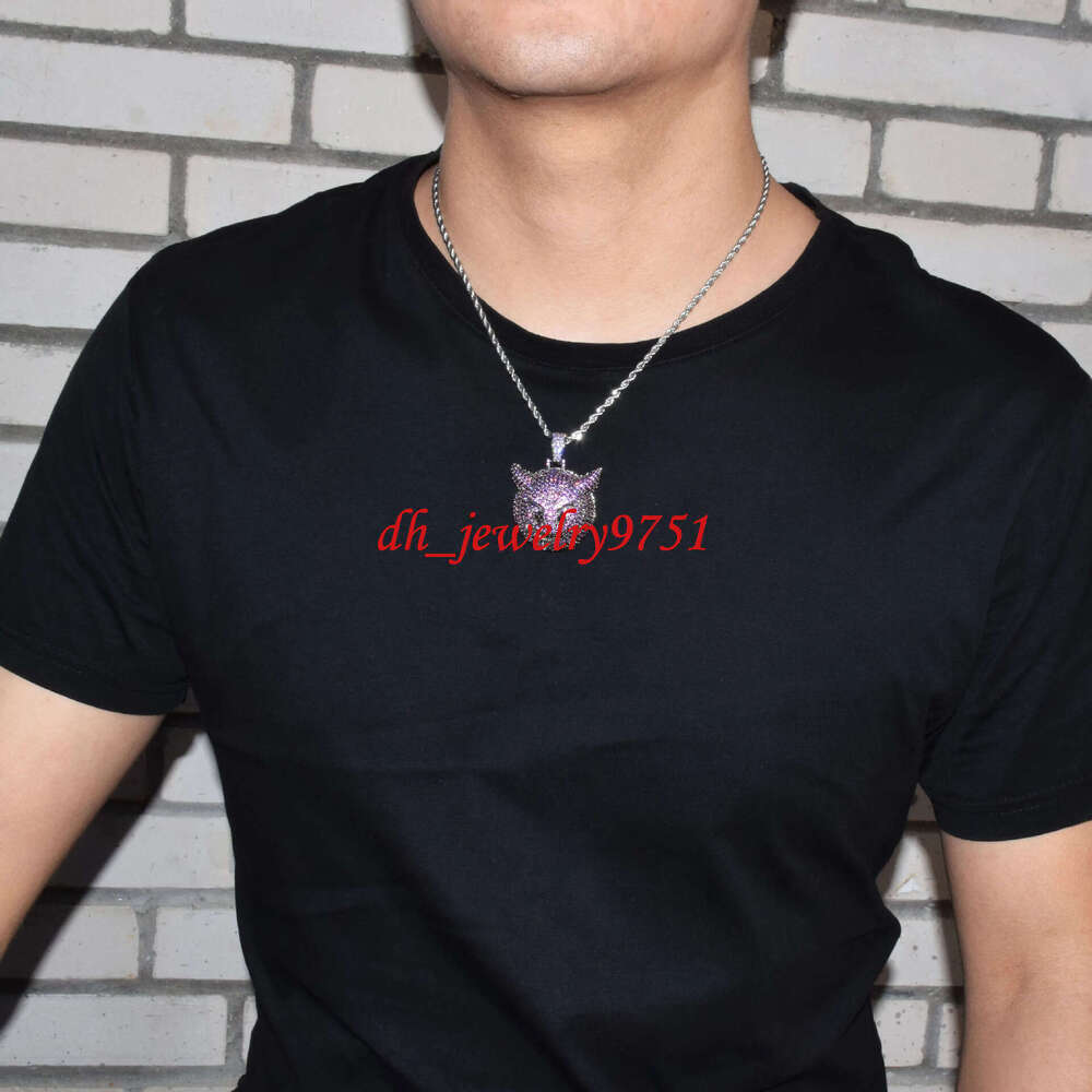 2026 CUTE Design Fashion Hip-hop Style Ice Moissanite Diamond 925 Silver Little Devil Pendant Necklace Jewelry