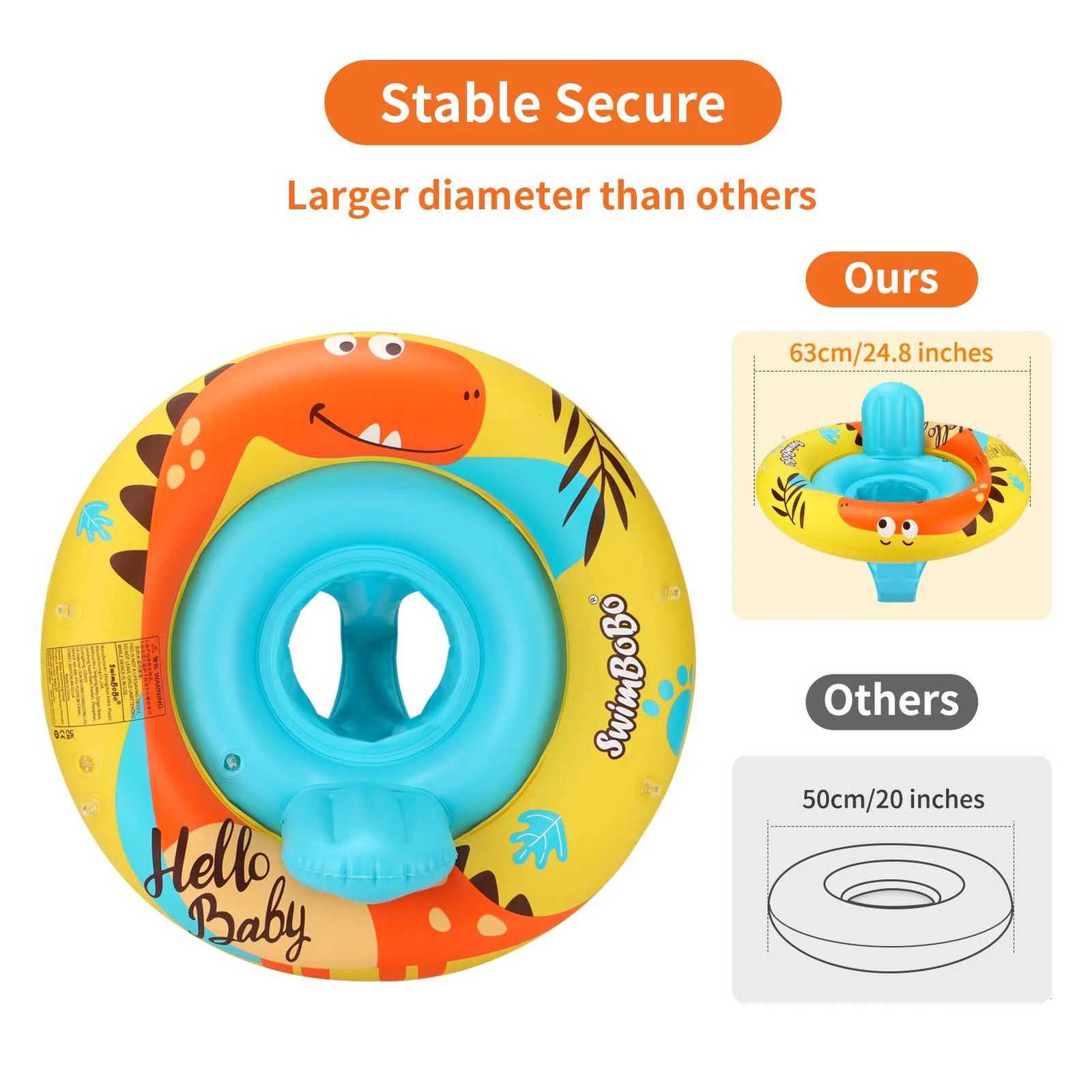 Swimbobo New Style Child Inflatable Dinosaur Cute Swimming Seat Boat Floating Water Toy Baby Swim Rings Pool Float With Canopy Z260328