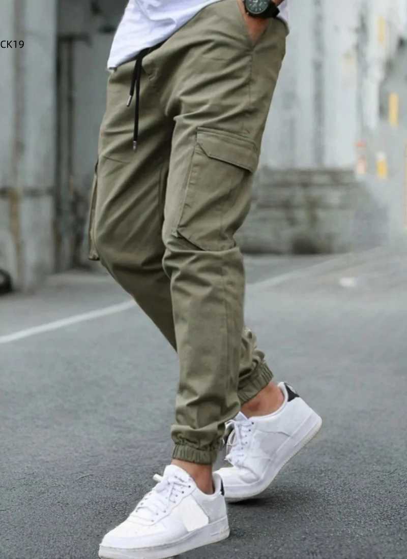 Mens Cargo Pants Sweatpants Outdoor Bunched Long Trousers Casual Autumn Multi-Pocket Durable Workwear Male Trousers a02 M260328