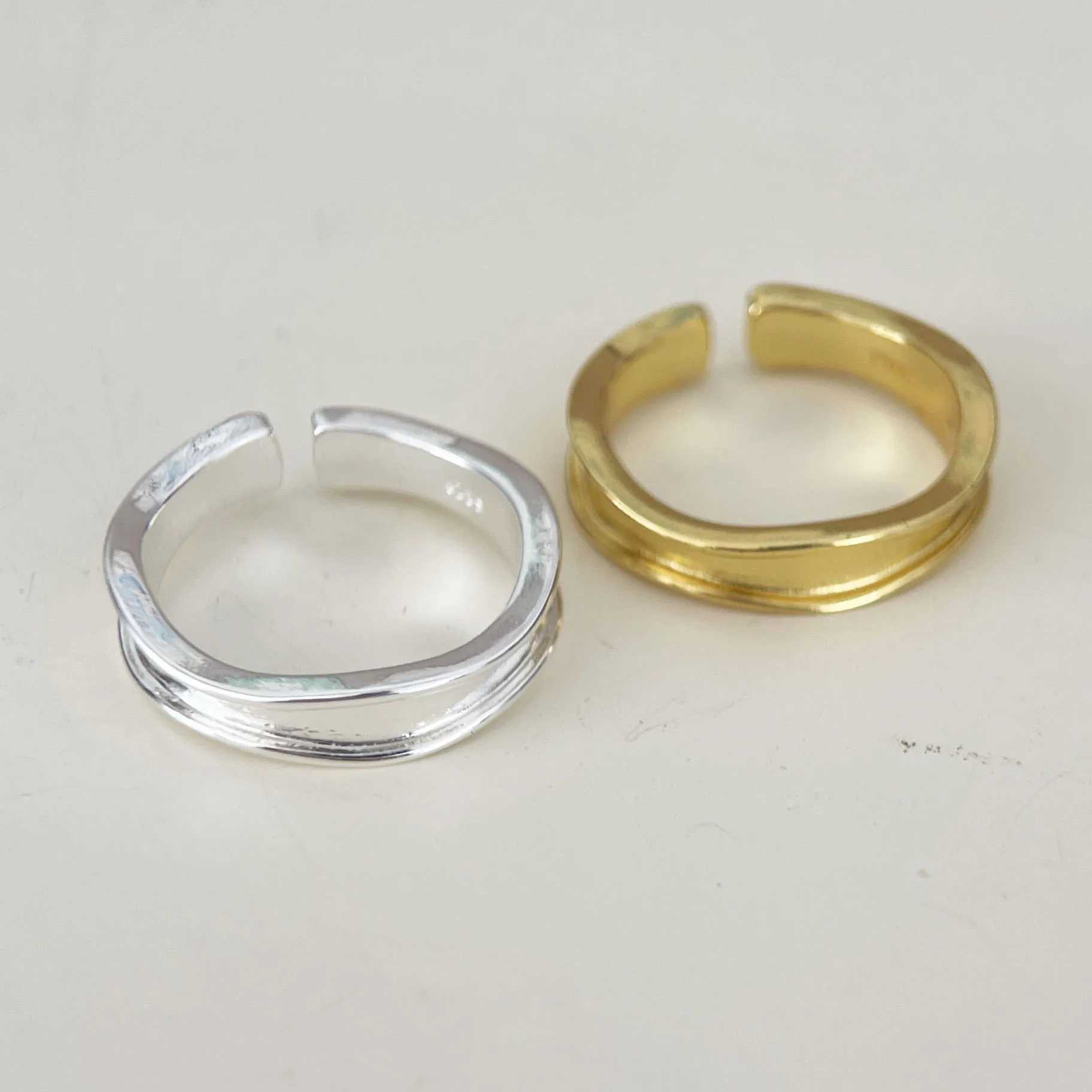 BF CLUB 925 Sterling Rings for Women Simple Geometric Handmade Irregular Retro Gold Narrow Ring Allergy For Birthday Gift H260328