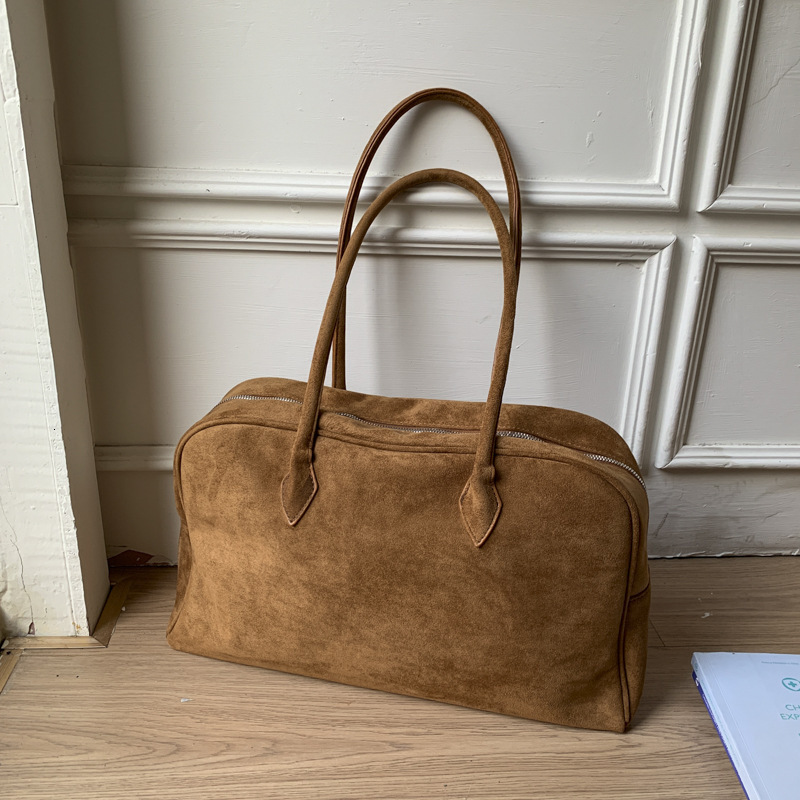 2026 New Suede Single-Shoulder Underarm for Women, Vintage Large-Capacity Commuting Handbag, Boston Crossbody Bag
