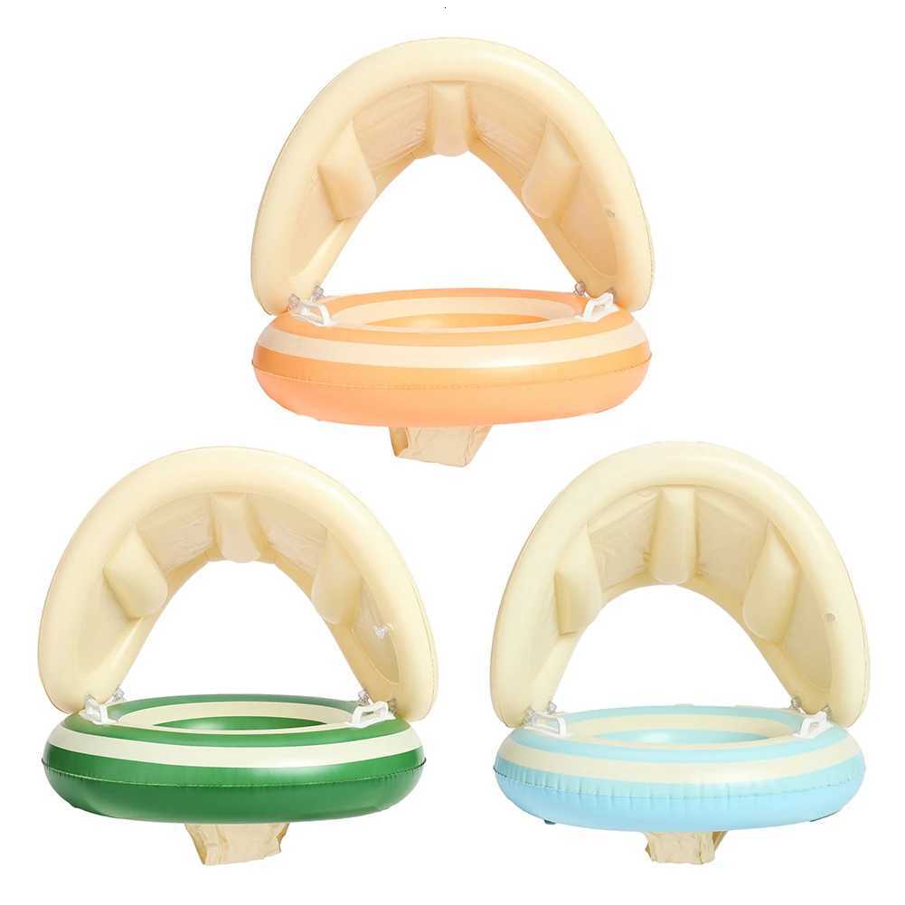 Baby Swimming Ring Inflatable Swim Ring with Detachable Sunshade Kids Seat Ring Leakproof Baby Pool for Kids Toddlers Z260328