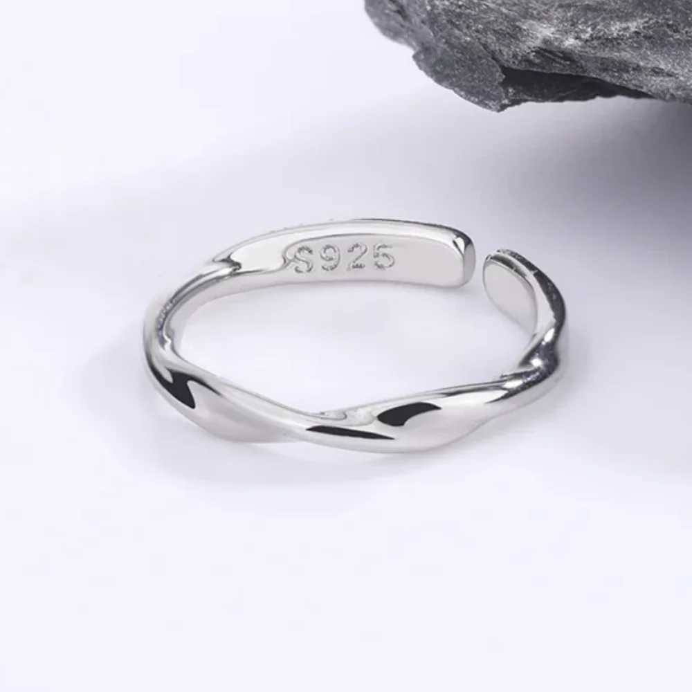 925 Sterling Silver Simple Twisted Wire Ring Womens Dinner Party Luxury Hand Jewelry H260328