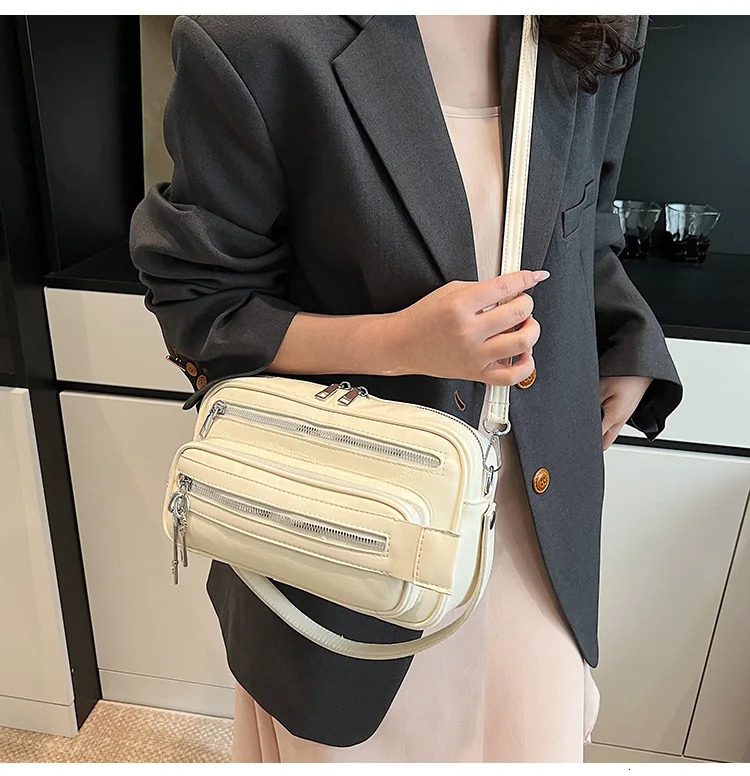 Soft PU Leather Messenger Bag for Women Multiple Zippers Shoulder Bag Casual Handbag Big Travel Crossbody Bags Large Capacity 260326