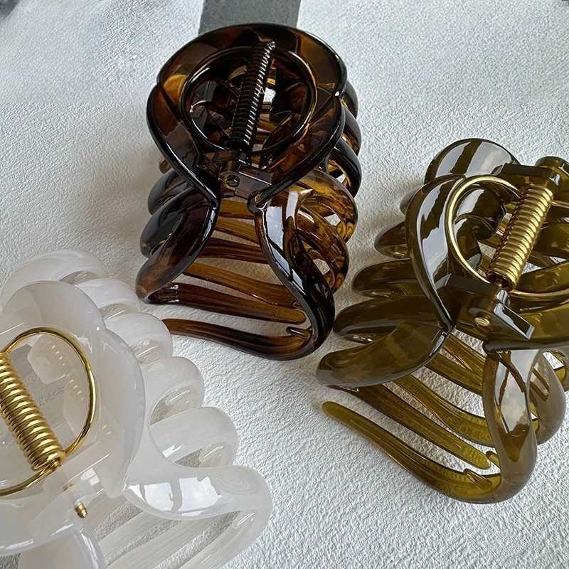 French Large Hollow Out Hair Claw Clips Crab Clamps Women Girls Ponytail Big Acrylic Hair Barrettes Hairpin Hair Accessories Fas H260328