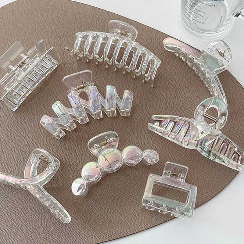 2023 New Colorful Transparent Geometric Hair Claw For Women Girls Sweet Hair Decorate Claw Hair Clip Fashion Hair Accessories H260328