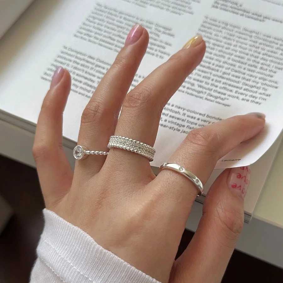 VENTFILLE 925 Sterling Silve Zircon Bead Ring for Women Girl Party Gift Versatile Sweet Cool Vintage Korean Jewelry Dropshipping H260328