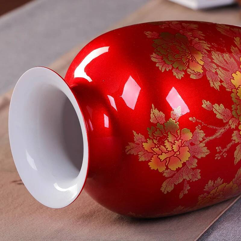 New Chinese Style Jingdezhen Classical Porcelain Crystal Glaze Flower Vase Home Decor Handmade Shining Famille Rose Vases