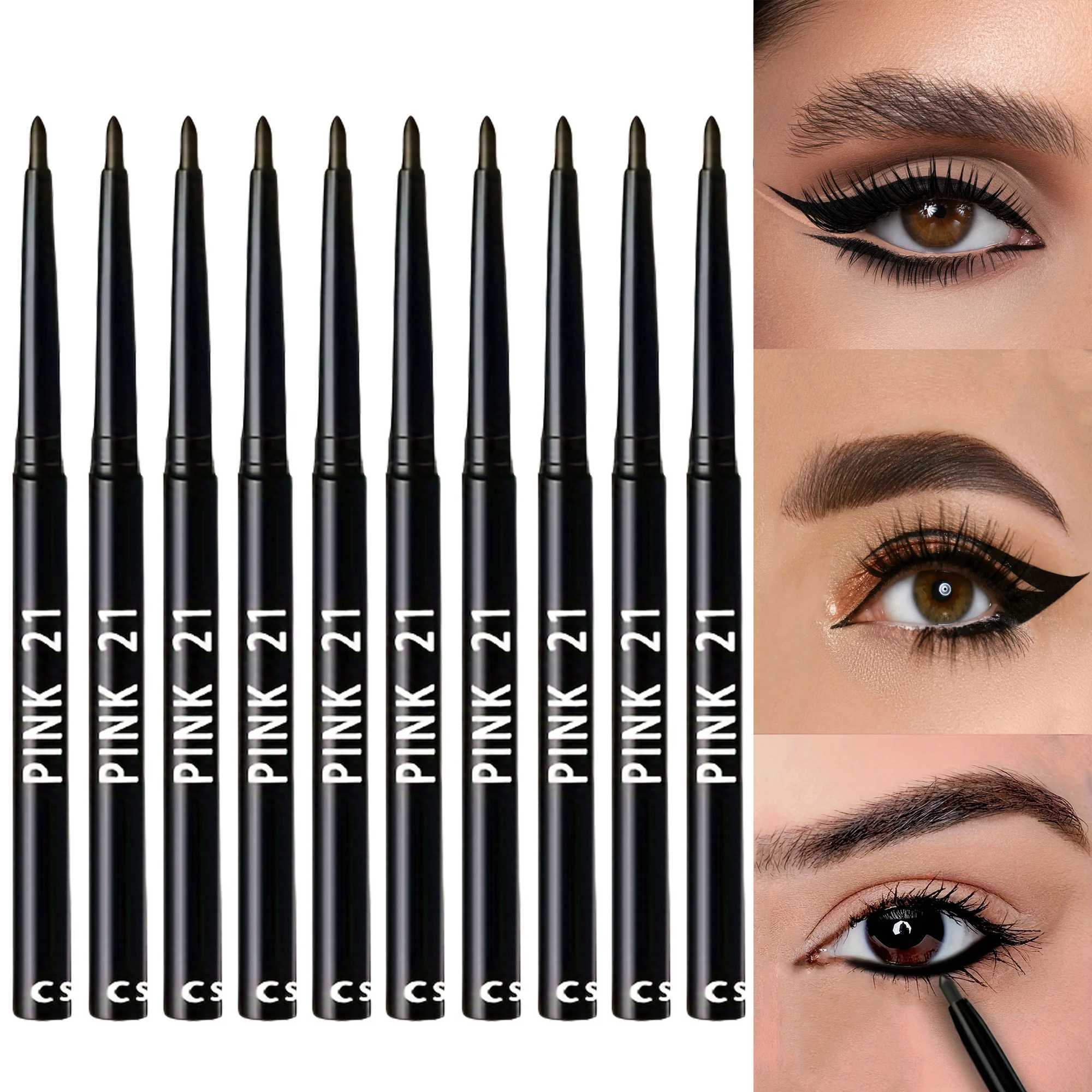 10Pcs Long-Lasting Black Eyeliner Pencils -Waterproof Sweatproof and Smudge-Proof with Easy Twist Eyeliner Pencils H260328