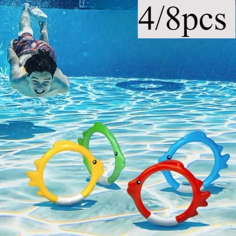 4/8PCs Diving Rings Set - Underwater Swim Training Gear with Fish-Shaped Retrieval Rings Floatable PVC Pool Toys Adults/Kids Z260328