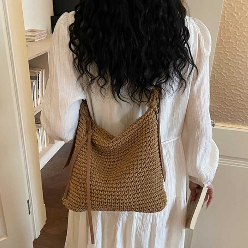 New Large Capacity Straw Crossbody Bags Women Summer Fashionable and Versatile Beach Bag Woven Handbag Casual Shoulder Bag C260327
