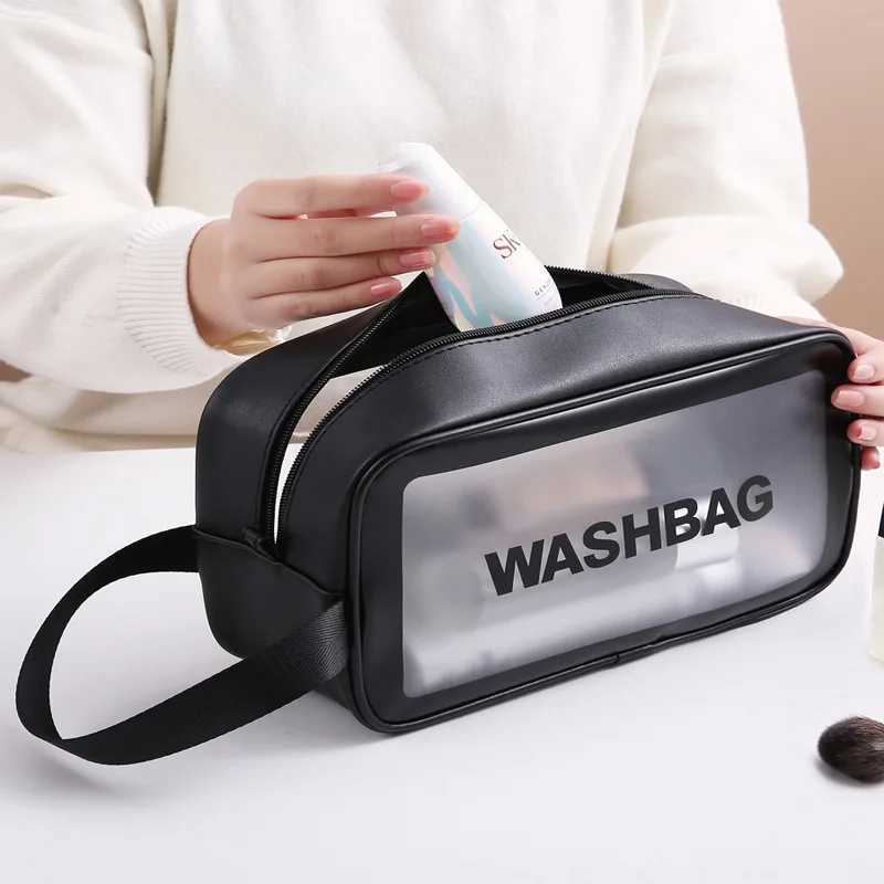 Portable Cosmetic Waterproof Bag Large Capacity Dust Proof Make Up Storage Handbags PVC Fashion Transparent Travel Bags D260328