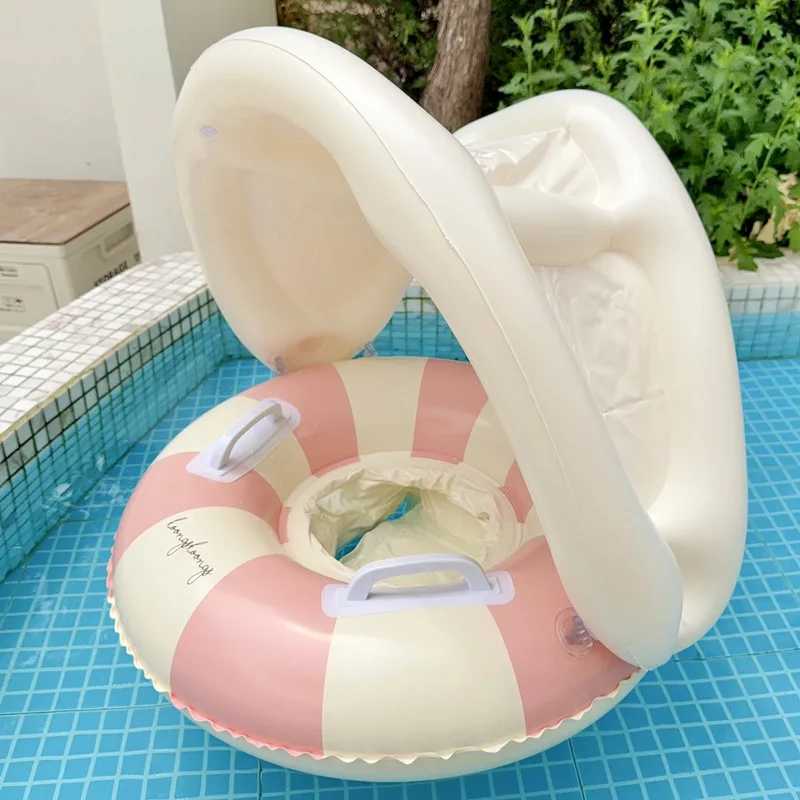 Baby Swimming Float Inflatable Circle Baby Pool Float Ring with SunShade Baby Bathing Swimming Pool Toys for Babies 3-36 Months Z260328