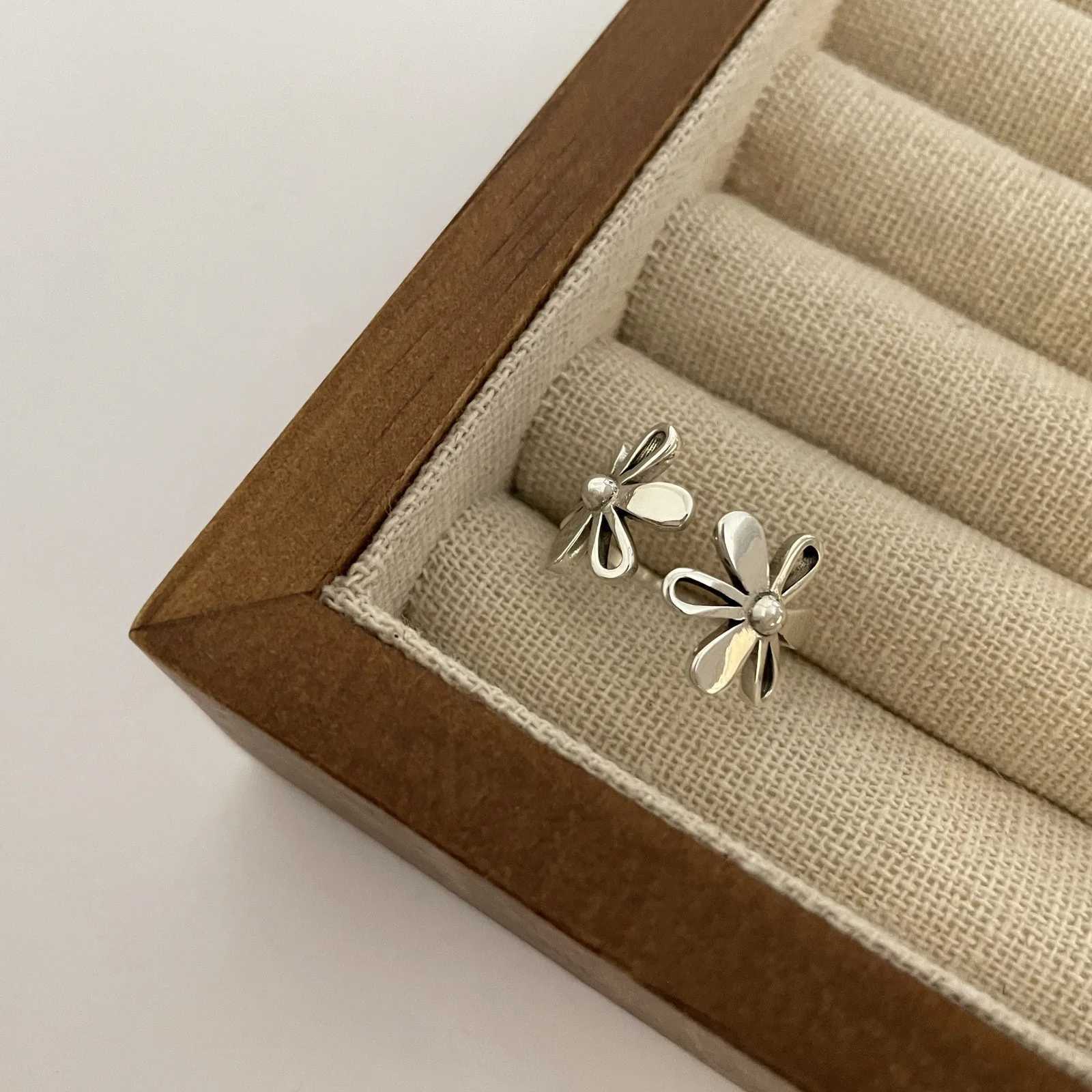 VENTFILLE 925 Sterling Silver Open Flower Ring For Women INS Fashion Cute Design Party Jewelry Gifts Dropshipping H260328