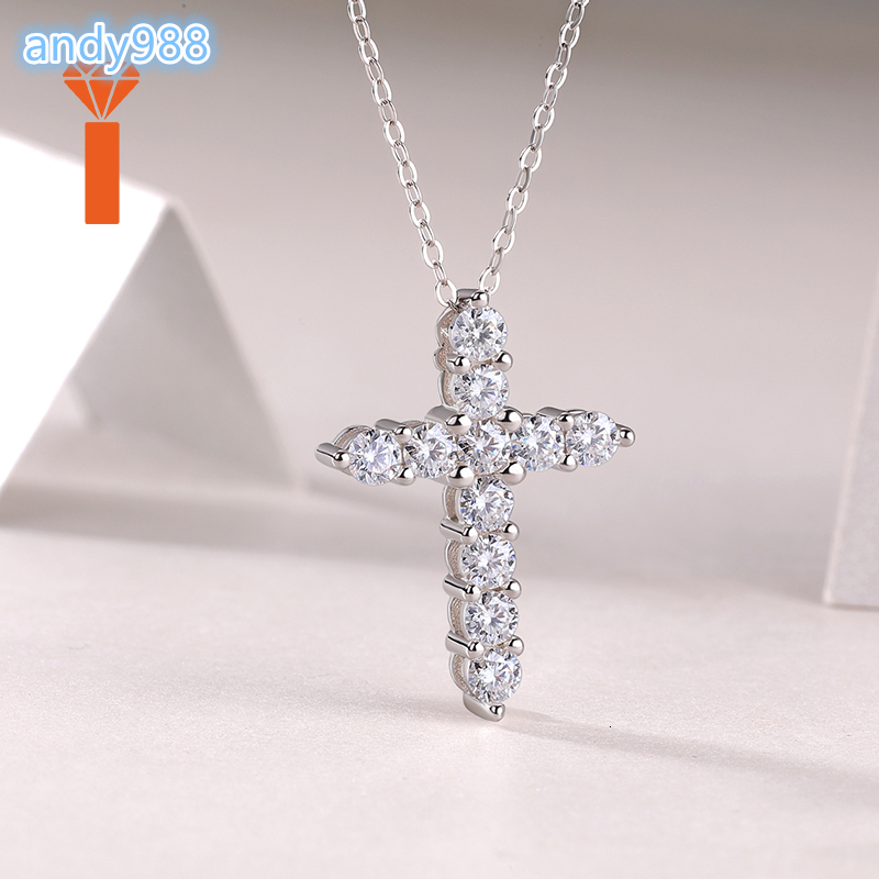 Delicate Chain Cross Pendant 925 Silver D VVS Moissanite Micro Setting for 30MM Moissanite Cross Necklace Graceful Style