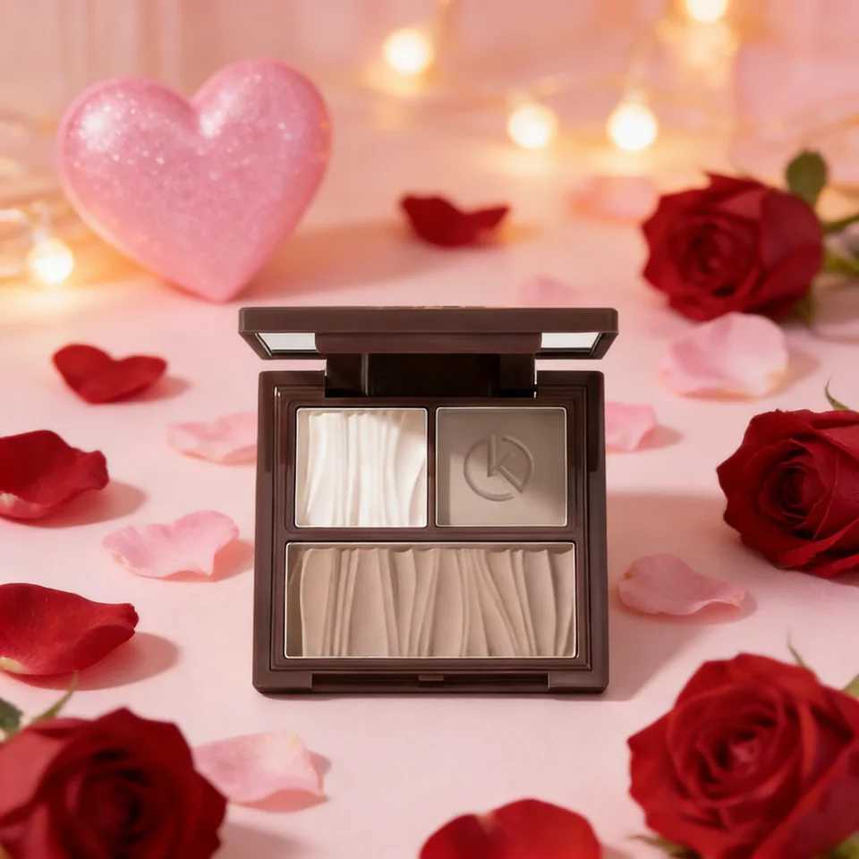 Natural Matte 3-in-1 Contour Palette - Highlighter Bronzer Blush Face Sculpting Powder Kit - Valentines Day Makeup Gift Set H260328