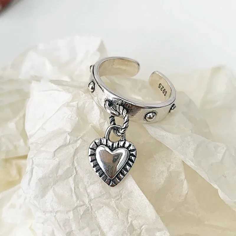 925 Sterling Silver Heart Pendant Adjustable Rings For Women Wedding Luxury Jewelry Wholesale and H260328