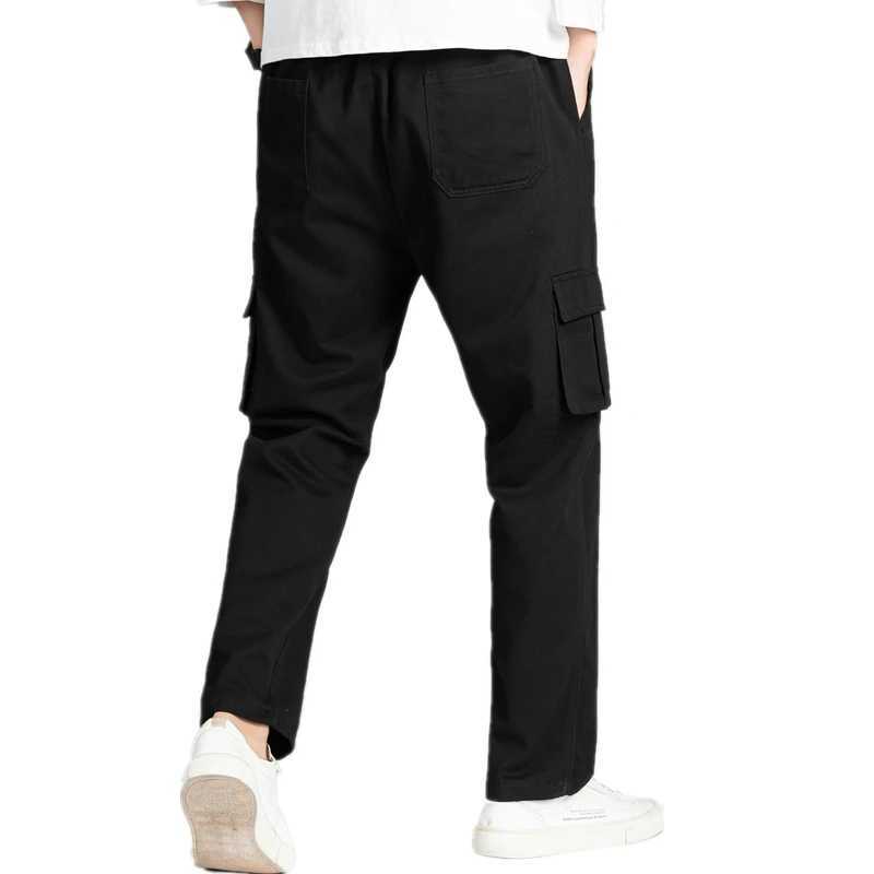 Mens Casual Wide Leg Pants Loose Straight Hip-Hop Streetwear Fashion Cargo Trousers with Pockets M260328