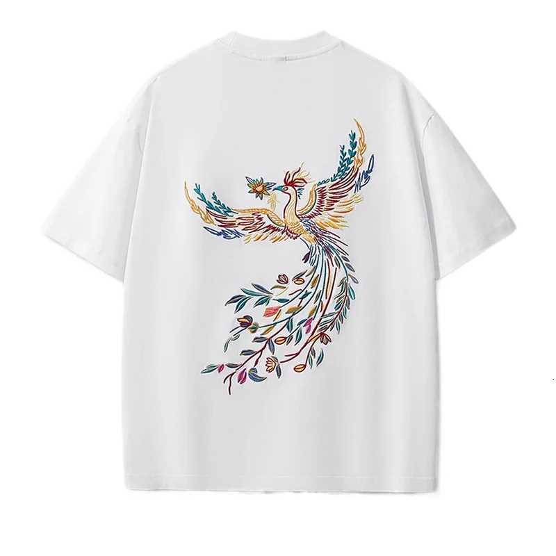 Embroidery T Shirt Men Phoenix Vintage Graphic Tees Harajuku Cotton Short Sleeve Chinese Hip Hop T Shirt Women Summer Fashion C260326