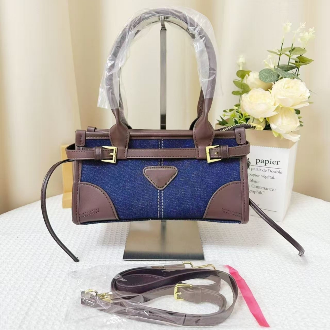 luxury designer sthree sizes shoulder bag female denim fabric pochette handbag classic mini top quality purses womens famous brand tote crossbody bags wallet