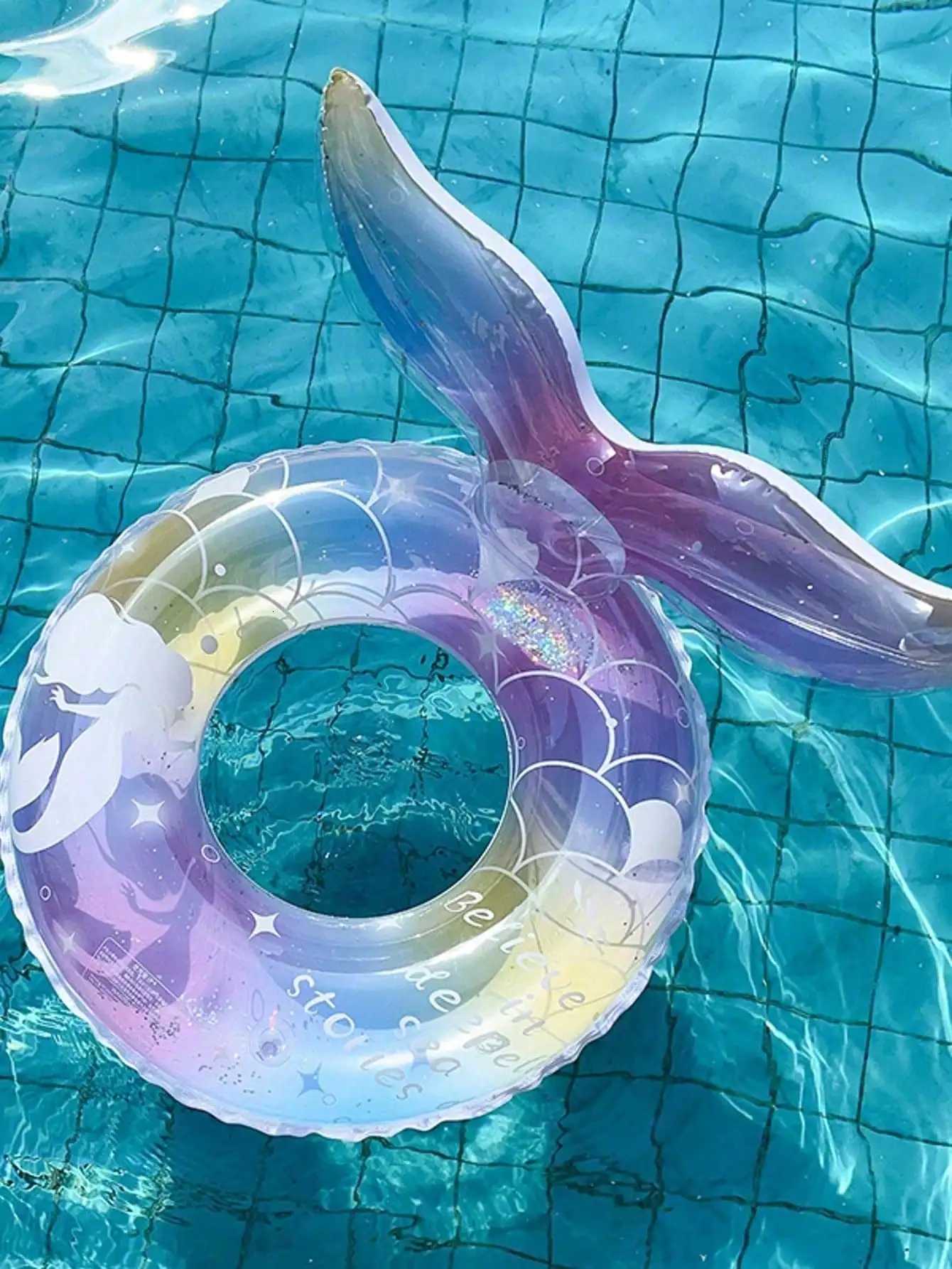 1Pcs Mermaid Underarm Swimming Ring Transparent Thickened Glitter Buoyancy Swimming Ring Z260328