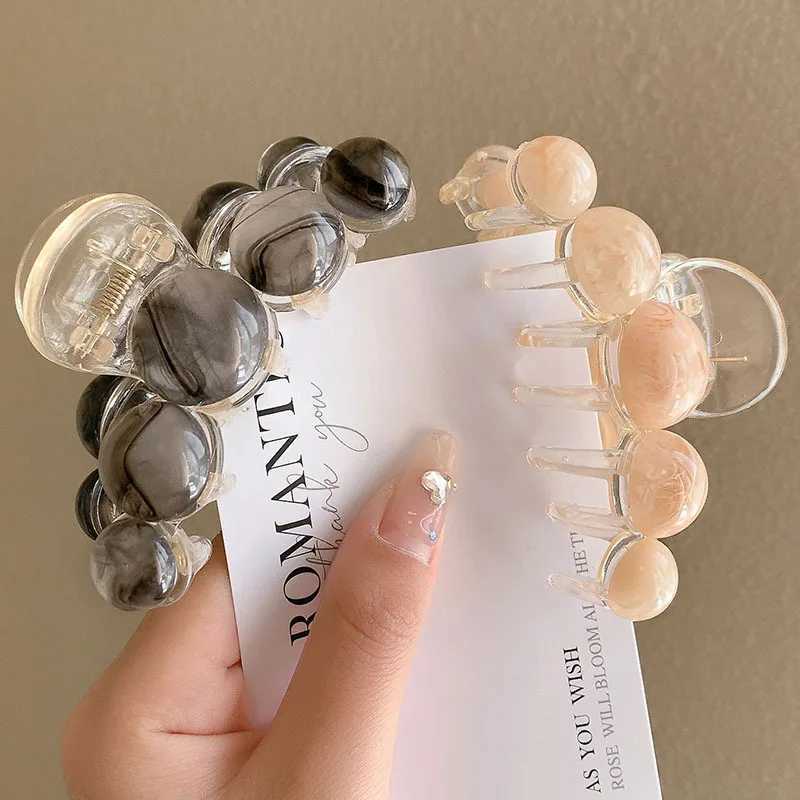 Korean Internet celebrity faint bead grab clip female shark clip Internet red hair clip back of the head half hair premium H260328