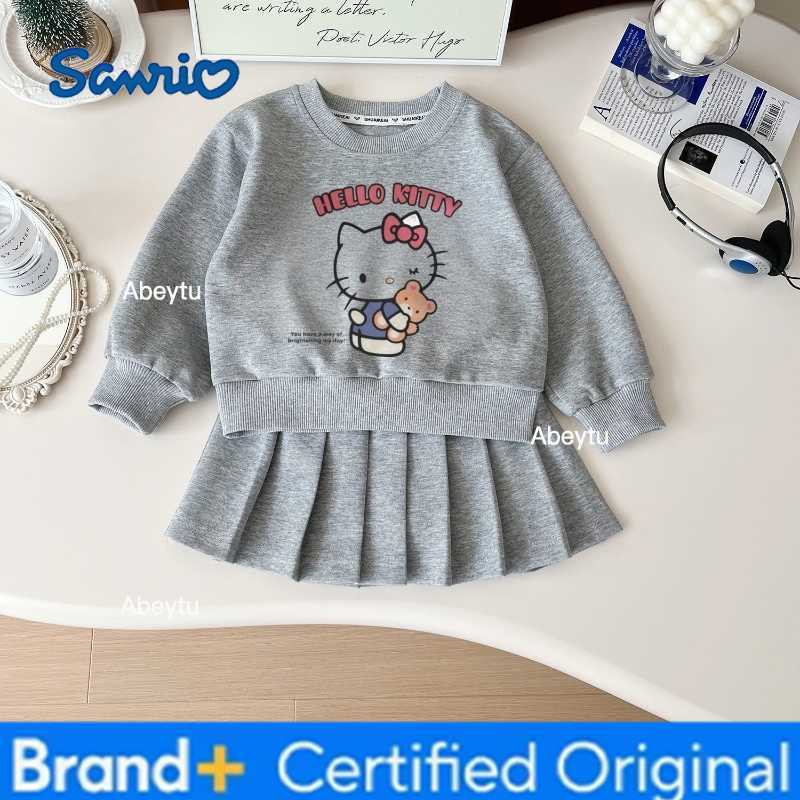 Sanrio Autumn Baby Girls Clothes Set Kid Hello Kitty Printed Sweatshirts Pullover TopPleated Skirt 2pc Children Preppy Style Tracksuit H2603281