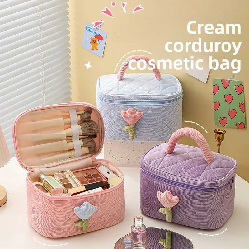 ins corduroy cosmetic bag high-end cute niche womens storage bag portable large-capacity cosmetic storage bag D260328