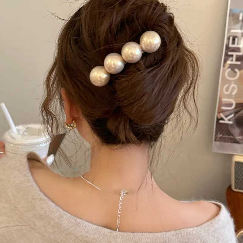 2025 New Round Ball Imitation Pearl Solid Color Spring Hair Pin/Clips for Women Personality Temperament Fashion Bow Accessories H260328