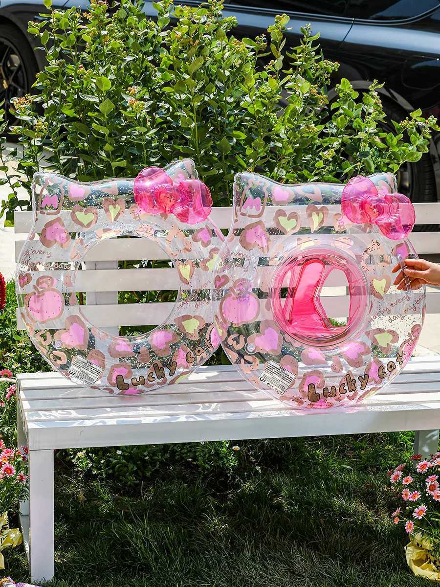 Swimming Circle Transparent Swimming Circle Cartoon Cat Swimming Circle Childrens Seat Ring Lifeguard Ring Z260328