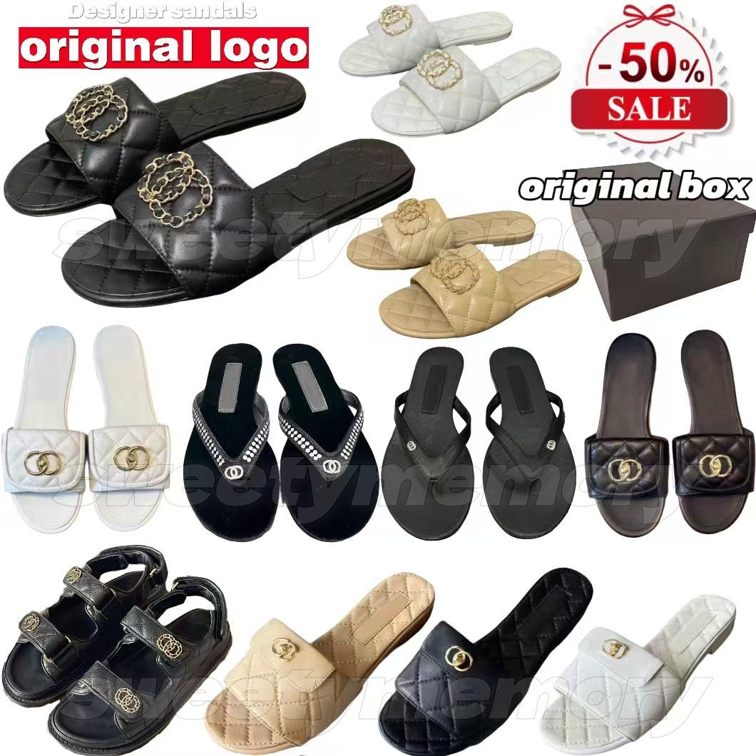 Designer Sandals CC Sandals slides Calfskin Dad Sandals Beach Strap Genuine Leather Fashionable Platform Flats Buckle Sandal Slip On Ankle Strap Flip Flop size 35-42