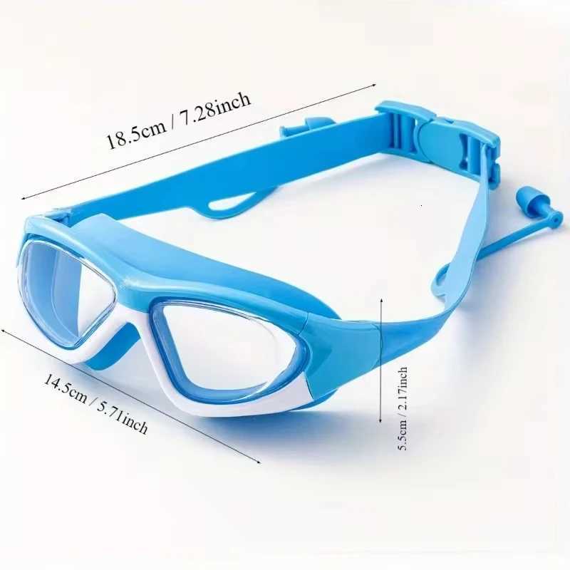 High-definition Childrens Waterproof And Anti Fog Swimming Large Frame Glasses Convenient Goggles Silicone Connected Earplugs Z260328