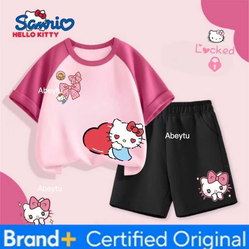 Sanrio Summer Baby Girl Clothes Set Children Girls HELLO-KITTY Short Sleeve T-shirts and Shorts 2PCS Kid Cute Outfits Tracksuits H2603281