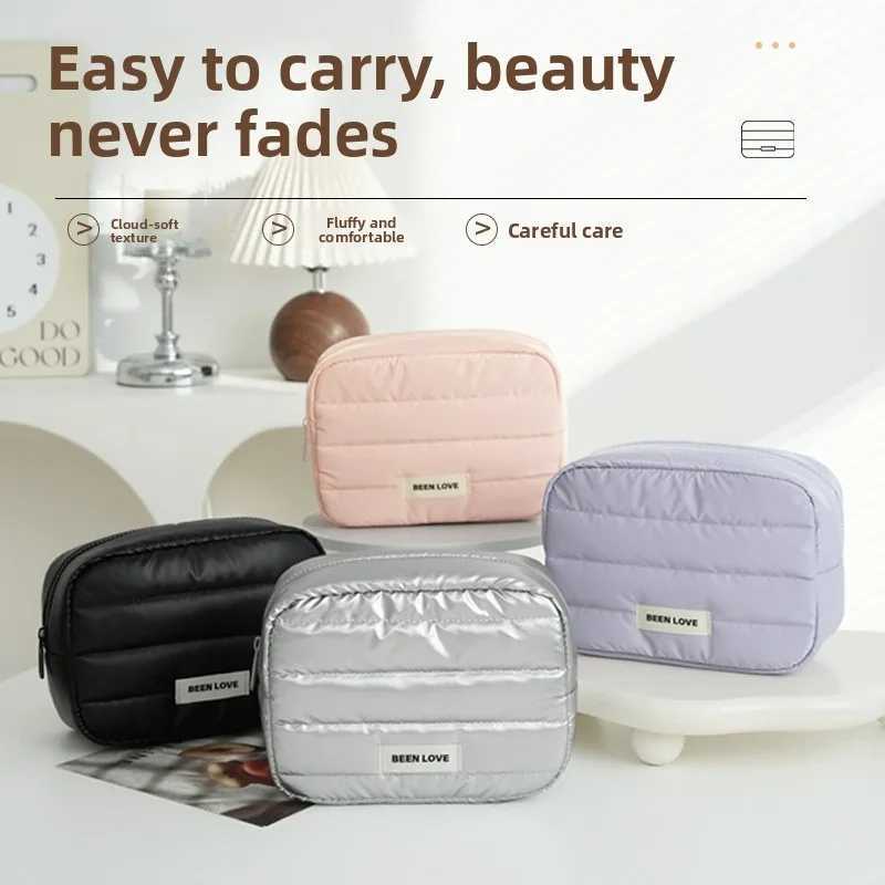 Korean solid color versatile simple portable cosmetic bag high sense large capacity portable cosmetics storage bag fashion trave D260328