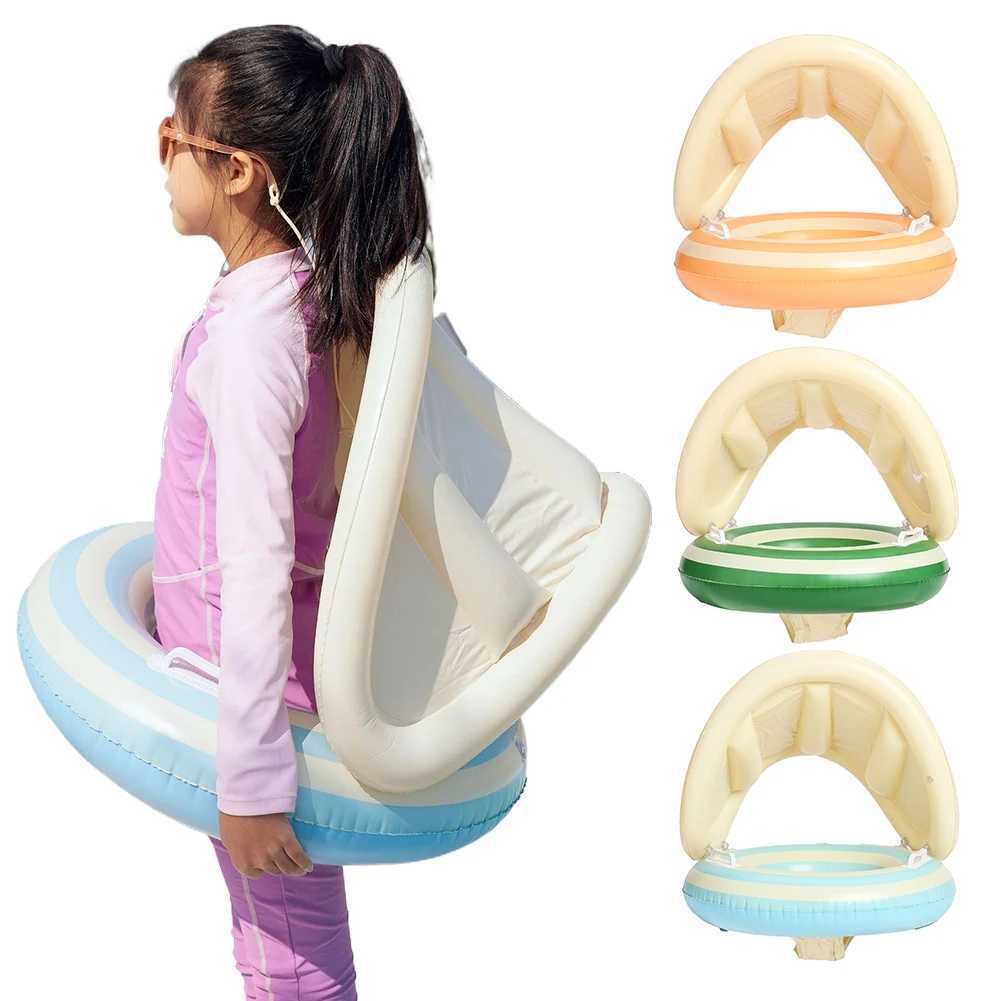 Baby Swimming Ring Inflatable Swim Ring with Detachable Sunshade Kids Seat Ring Leakproof Baby Pool for Kids Toddlers Z260328