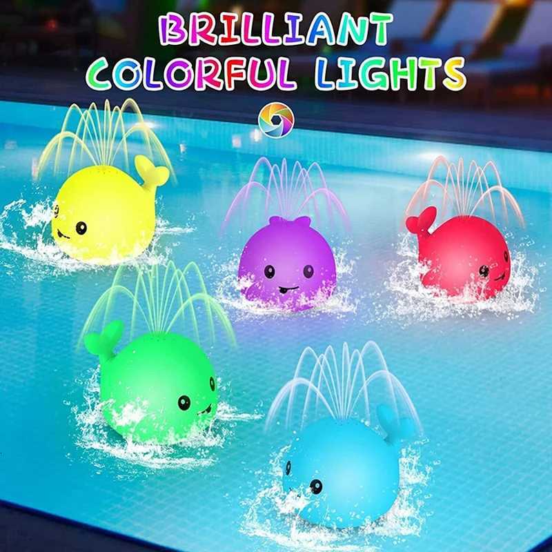 Baby Light Up Bath Toys Whale Automatic Sprinkler Bathtub Toys Pool Bathroom Shower Bath Toys for Toddlers Infant Kids Boy Gift Z260328