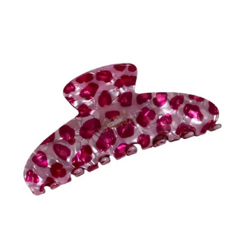 Korean pink leopard print hair claw clip high sense design luxury hair accessories for women H260328